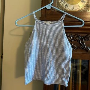 Caution to the Wind Size Small Blue Patterned Tank Top